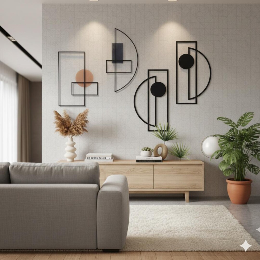 7 Geometric Metal Wall Art Set | Modern Abstract Designs (digital SVG ...