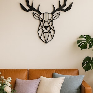 Hirsch Kopf Metall Wand Kunst DWG DXF PDF , Wildtier Laser Cut Datei Rustikales Tier Dekor für