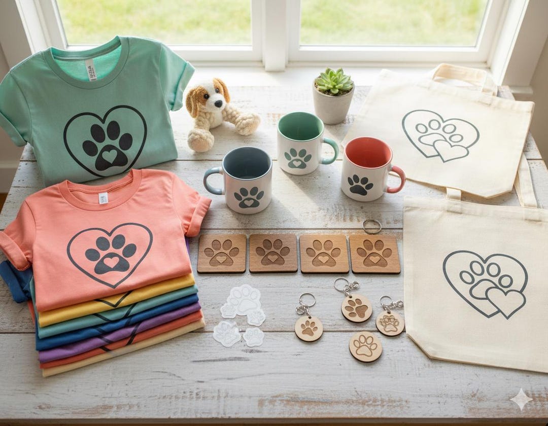 Dog Paw Print Designs Bundle, Laser Cut & Sublimation (PDF, DXF, DWG ...