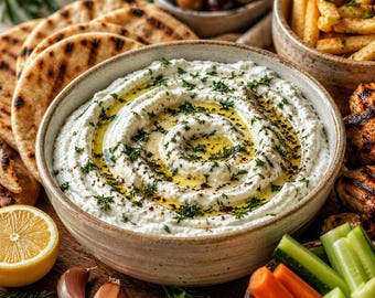 Romige Griekse yoghurt-knoflookdip – recept voor gezonde knoflooksaus (afdrukbare pdf)