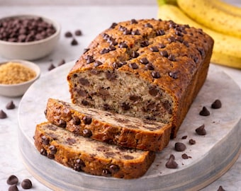 Recept voor bananenbrood met chocoladeschilfers – Zacht en vochtig zelfgemaakt recept (digitale download)