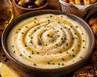 Aioli met truffelparmezaanse kaas – luxe knoflooktruffelsaus (afdrukbare pdf)