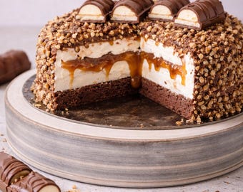Recept Kinder Maxi King-cake: chocolade-hazelnootdessert met karamelvulling (digitale download)