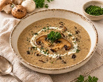 Romige champignonsoep – Recept voor gezellige zelfgemaakte soep (afdrukbare pdf)