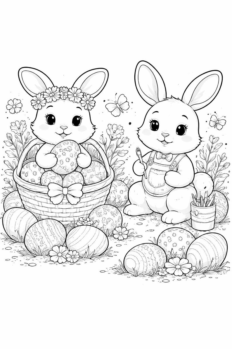 Easter Bunny Coloring Page for Kids - Easter Coloring Page - Printable ...