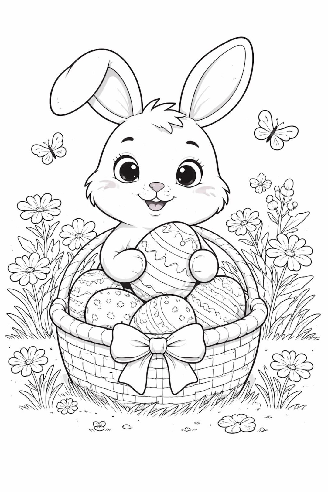 Easter Bunny Coloring Page for Kids - Easter Coloring Page - Printable ...
