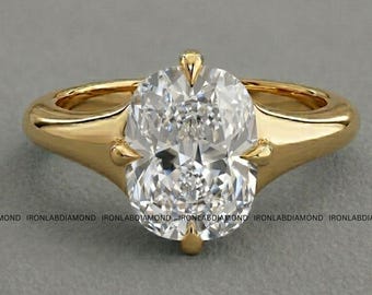 Old Mine Cushion Lab Grown Diamond Ring Elongated Cushion Solitaire IGI Certified D E F Color Solid Gold Engagement Ring Luxury Wedding Ring