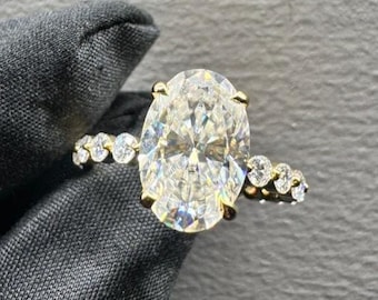 Oval Diamond Ring Hailey Bieber Style Lab Grown Diamond Gold Engagement Ring Vintage Art Deco Oval Cut Ring for Women