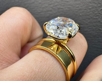 4 Carat IGI certified Oval Cut Lab Grown Solitaire Diamond Ring Set With Eternity Band