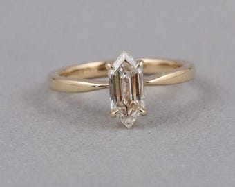 1 CT Hexagon Moissanite Diamond Ring Solid Gold Engagement Ring Anniversary Gifts For Women Minimalist Diamond Ring Everyday Wear Ring