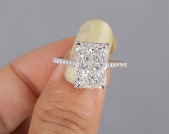 IGI Certified Radiant Cut Lab Grown Diamond Wedding Ring 4 Carat Radiant Engagement Ring Unique Modern 4 Prong Set Ring For Women Gifts