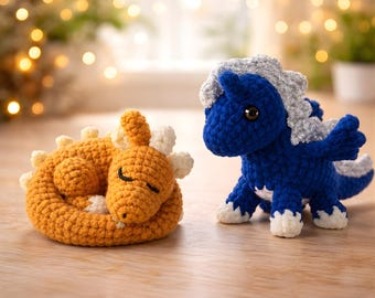 Baby Dragon Crochet Pattern Bundle: 2-in-1 Amigurumi PDF Tutorial for Plushie & Sleeping Dragon