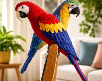 Realistic Crochet Macaw Pattern: Detailed Amigurumi Parrot PDF (English/French/Spanish/German)