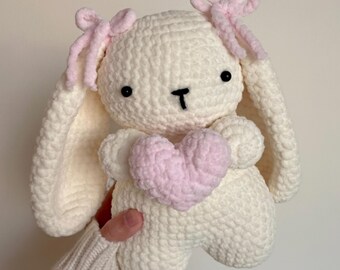Love Bunny Crochet Pattern PDF – Amigurumi Bunny with Heart – Valentine Gift