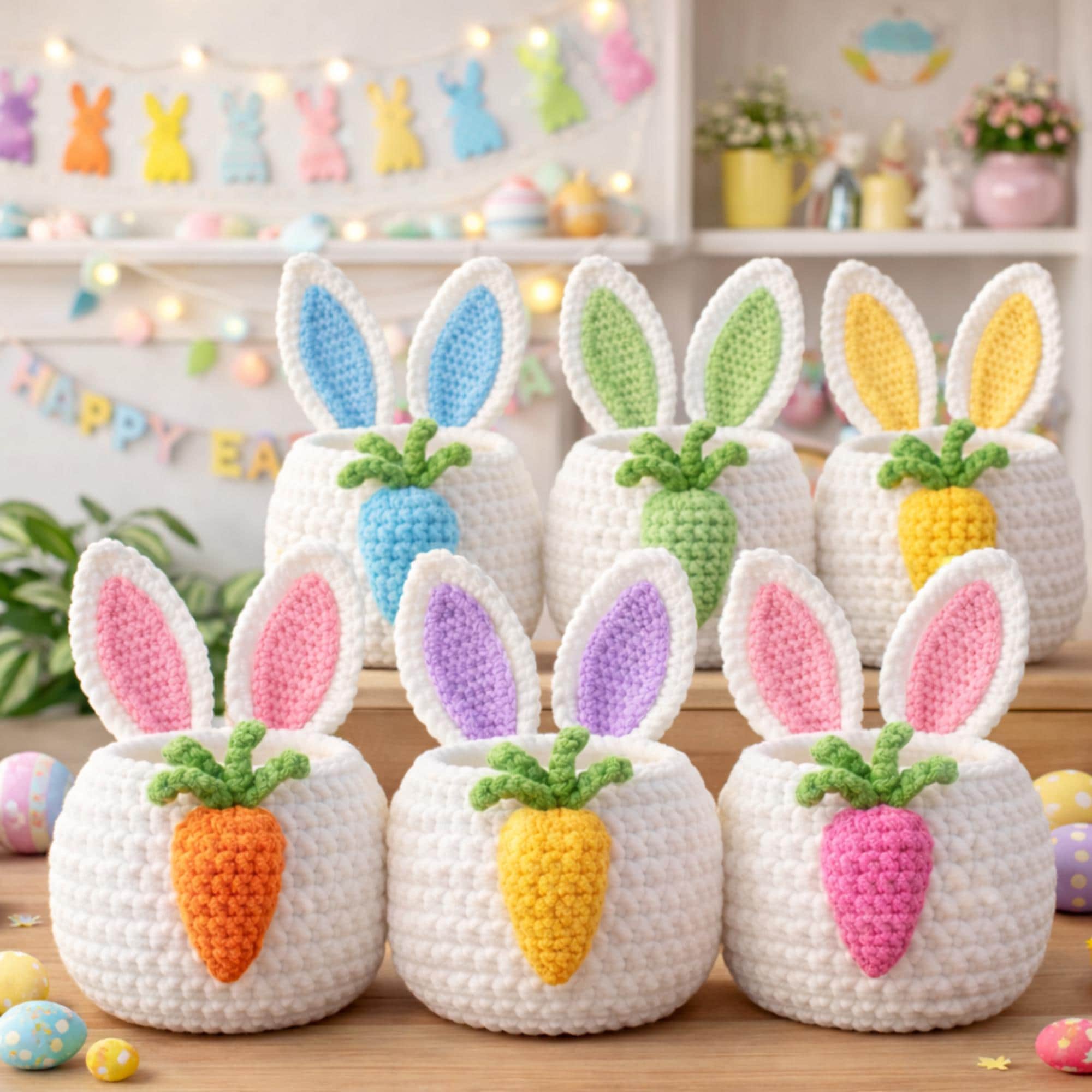 Crochet Easter Bunny Basket Pattern | Amigurumi Carrot Storage (PDF ...
