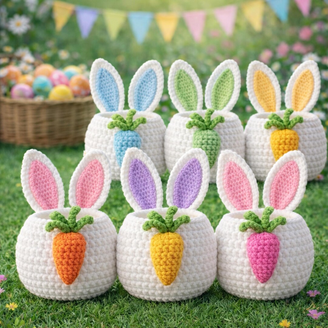 Crochet Easter Bunny Basket Pattern | Amigurumi Carrot Storage (PDF ...