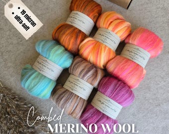 Set di 6 gomitoli di lana multicolore, 19 micron, morbidissimi e di alta qualità.