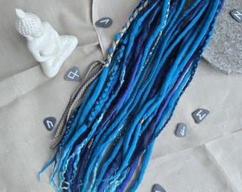 Extension per capelli in lana blu turchese, dreadlocks in stile tribale boho, set da 15 pezzi, PRONTE per la spedizione