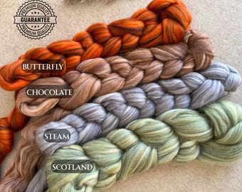 Set di stoppino di lana merino, stoppino per filatura e infeltrimento, stoppino da 19 micron, fibra per infeltrimento, lana dreadlock, parte superiore pettinata, 25 g/50 g