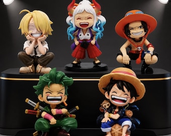 Set de figuras One Piece versión Q / Nika Luffy Zoro Sanji Coleccionables de anime PVC / Figura de acción manga de 13-16 cm Regalo