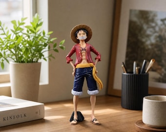 Figura de Luffy de One Piece de 28 cm / Estatua de PVC de anime y manga con 3 expresiones faciales / Regalo coleccionable de Monkey D. Luffy