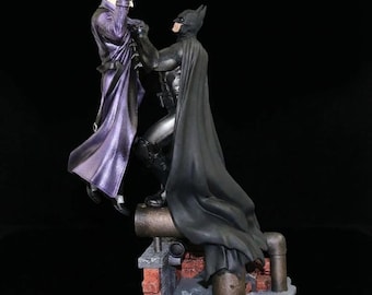 Estatua de Batman vs Joker Arkham, figura de estilo cómic de Bruce Wayne vs Joker con base grande, 28 cm, regalo coleccionable