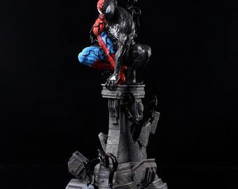 Figura de Spider-Man con simbionte Venom de 38 cm, estatua de PVC, modelo coleccionable de Marvel, decoración de escritorio, figura de acción de regalo