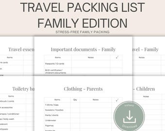 Family Travel Packing List | Printable Checklist (PDF Download)