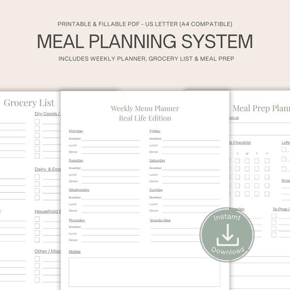 Meal Planning System – Real Life Edition | Printable PDF