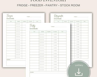 Inventario de alimentos (PDF imprimible y rellenable)