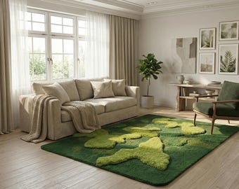 Mid Century Modern Plush Hand Tufted Shag Rug – 70s Wave, Earth Tone Decor