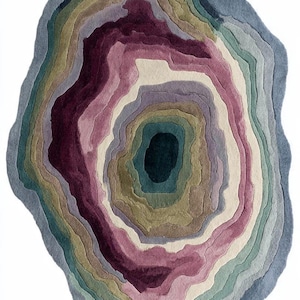 Hand Tufted Rug, Statement Wool Irregular Shaped Modern Area Rug 8x10 Oversized Contemporary Living Room Statement