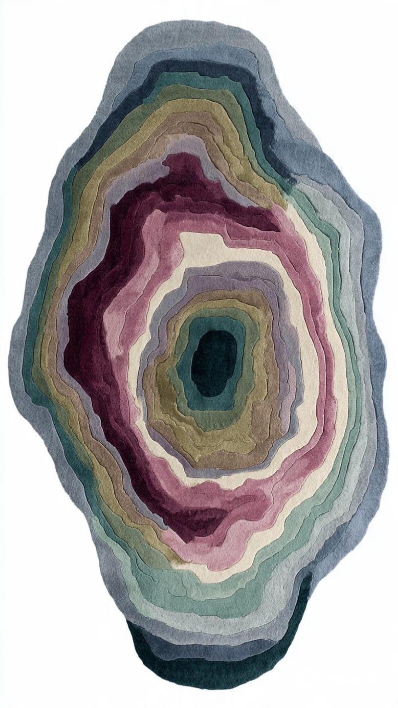 Hand Tufted Rug, Statement Wool Irregular Shaped Modern Area Rug 8x10 Oversized Contemporary Living Room Statement