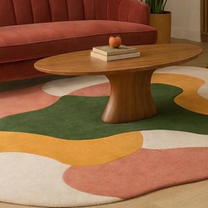 Hand Tufted Wool Area Rug, Irregular Shape Modern Abstract Designer Rug for Living Room, Bedroom, Contemporary, Office rug Statement Carpet