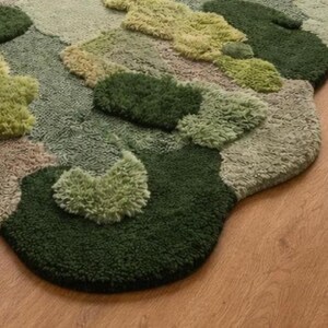 Moss rug Hand Tufted 3D Green Soft Cozy Rug, Oversized Nature Inspired Rug for Bedroom or Living Room Decor, Relaxation room rug