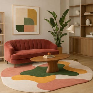 Hand Tufted Wool Area Rug, Irregular Shape Modern Abstract Designer Rug for Living Room, Bedroom, Contemporary, Office rug Statement Carpet