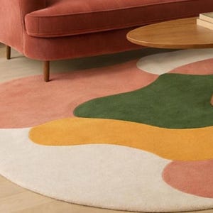 Hand Tufted Wool Area Rug, Irregular Shape Modern Abstract Designer Rug for Living Room, Bedroom, Contemporary, Office rug Statement Carpet