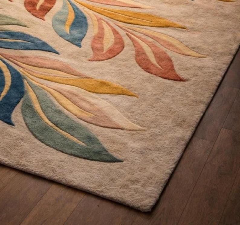 Hand Tufted Wool Rug, Modern Floral Abstract Rug, Handmade Carpet rug for Living room, Bedroom, Nursery, Entryway, Office Area rug 8x10 9x12