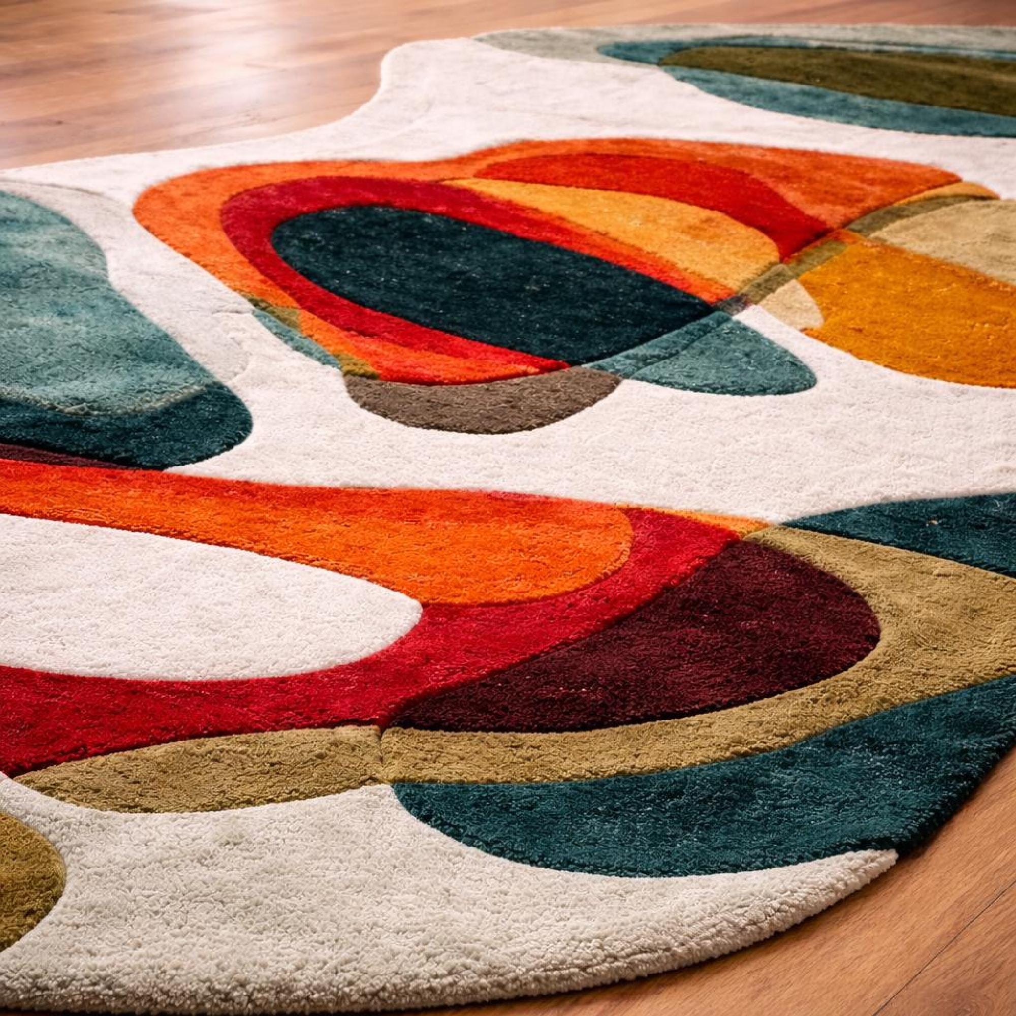 Irregular Shape Rug, Hand-tufted Wool Carpet for Living Room, Modern ...