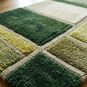 Hand Tufted Rug, Modern Rug Design In Terracotta, Sage Green And Beige Area Rug, High Low Texture Rug, Soft Floor Rug, Luxury Home Decor