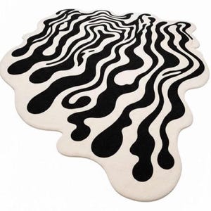 Hand Tufted Wool Rug, Irregular shaped rug, Modern Abstract Wavy Rug Contemporary Statement Rug for Living Room & Bedroom 5x8 6x9 8x10 9x12