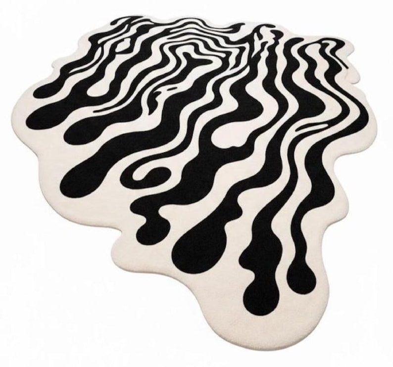 Hand Tufted Wool Rug, Irregular shaped rug, Modern Abstract Wavy Rug Contemporary Statement Rug for Living Room & Bedroom 5x8 6x9 8x10 9x12