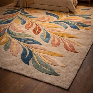 Hand Tufted Wool Rug, Modern Floral Abstract Rug, Handmade Carpet rug for Living room, Bedroom, Nursery, Entryway, Office Area rug 8x10 9x12