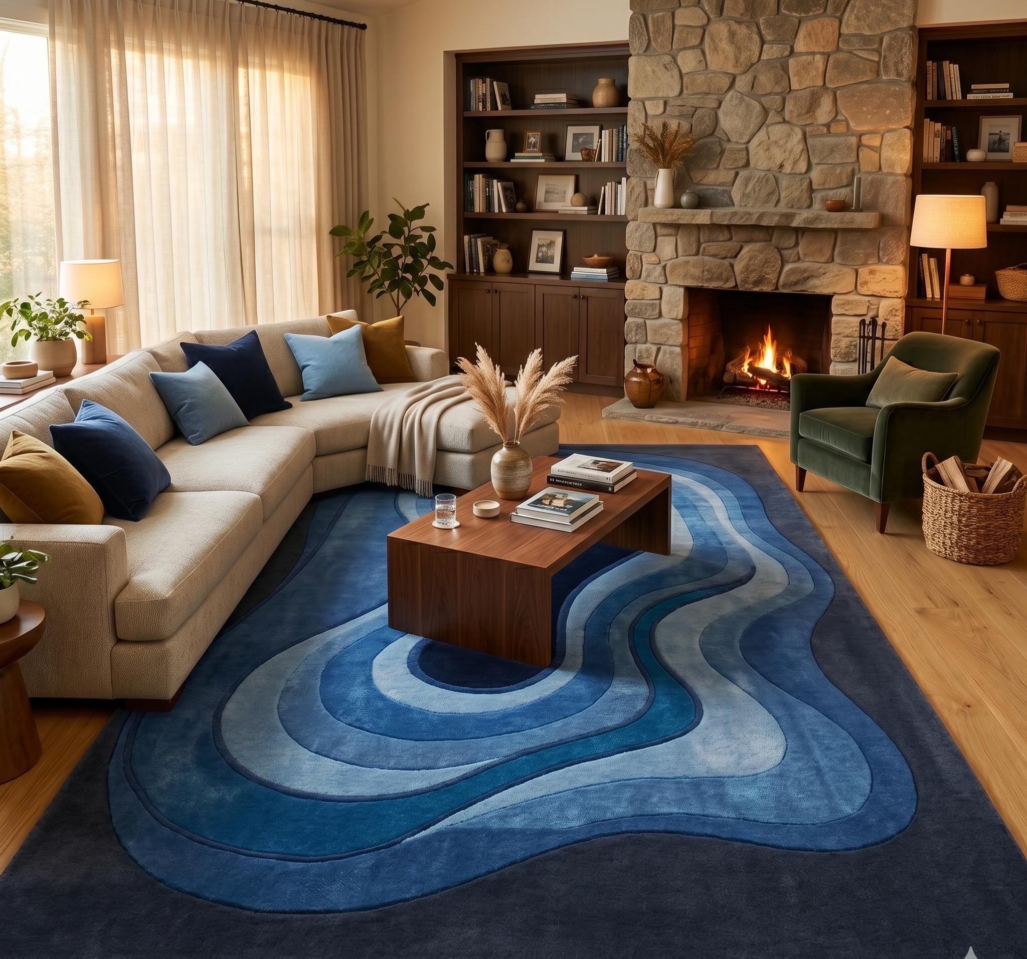 Blue 70s Rug - Etsy