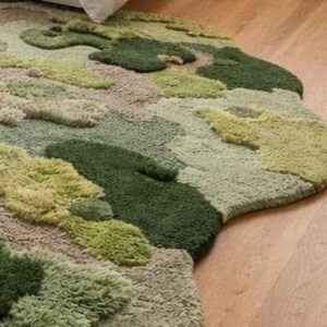 Moss rug Hand Tufted 3D Green Soft Cozy Rug, Oversized Nature Inspired Rug for Bedroom or Living Room Decor, Relaxation room rug