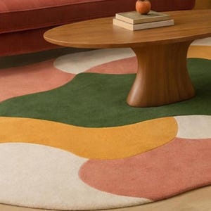 Hand Tufted Wool Area Rug, Irregular Shape Modern Abstract Designer Rug for Living Room, Bedroom, Contemporary, Office rug Statement Carpet