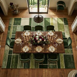 Hand Tufted Rug, Modern Rug Design In Terracotta, Sage Green And Beige Area Rug, High Low Texture Rug, Soft Floor Rug, Luxury Home Decor
