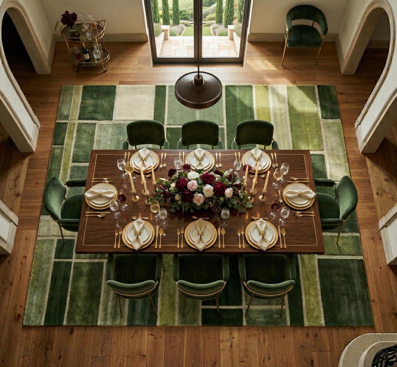 Hand Tufted Rug, Modern Rug Design In Terracotta, Sage Green And Beige Area Rug, High Low Texture Rug, Soft Floor Rug, Luxury Home Decor