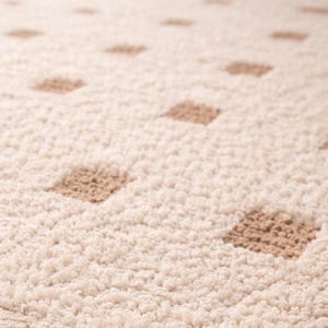 Hand Tufted Wool Rug - Cream & Beige Polka Dot Grid Rug - Large Area Rug for Living Room, Bedroom -Sage Thick Pile Boho Rug, 8x10 Area rug