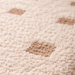 Hand Tufted Wool Rug - Cream & Beige Polka Dot Grid Rug - Large Area Rug for Living Room, Bedroom -Sage Thick Pile Boho Rug, 8x10 Area rug